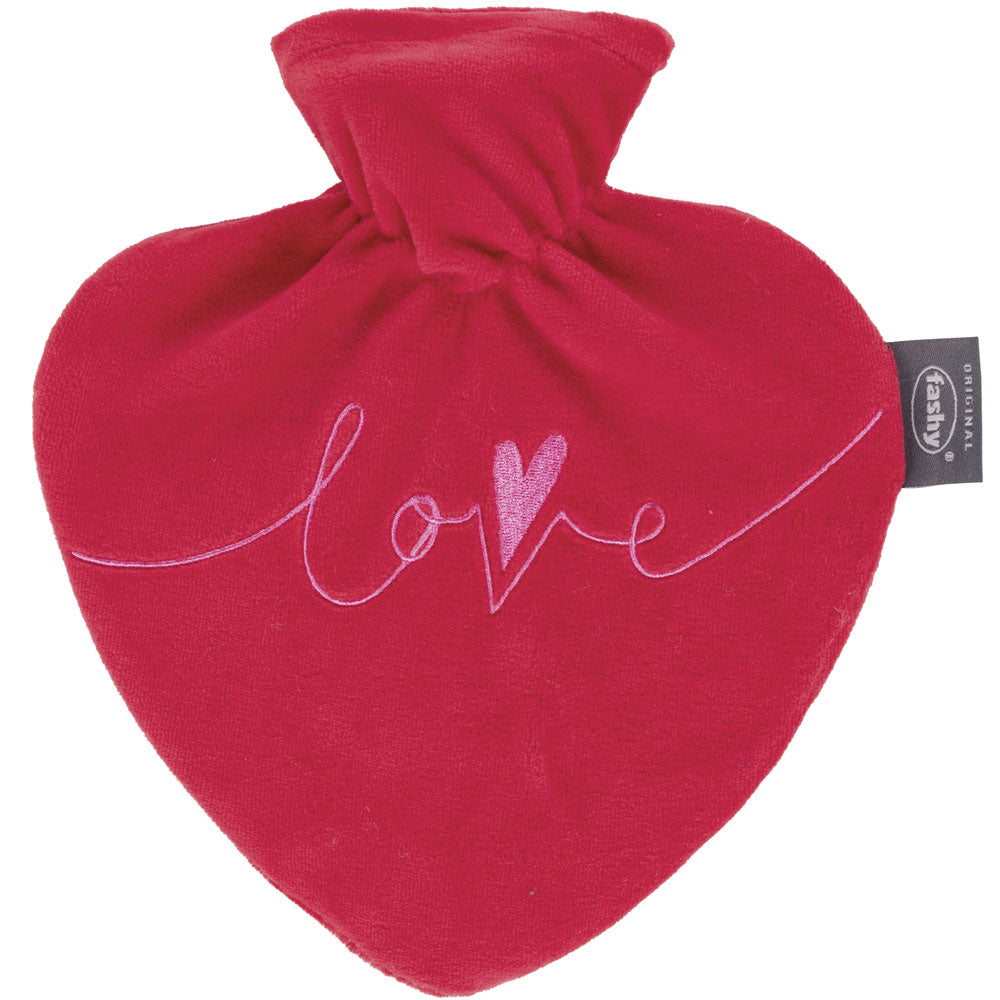 Fashy Herzwärmflasche mit Bezug mit Stickerei "Love"