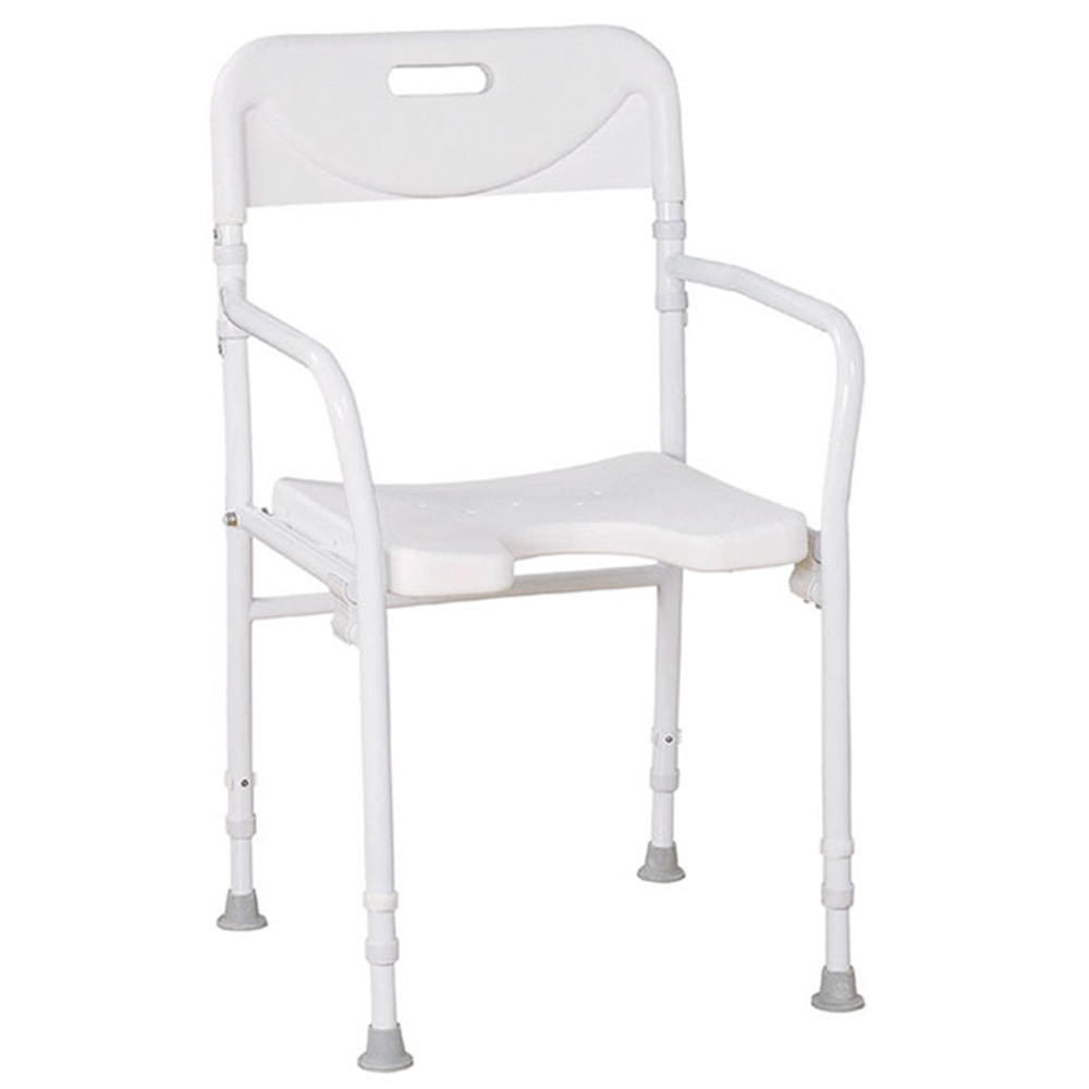 Russka faltbarer Aluminium Duschstuhl mit Armlehnen und Rückenl.