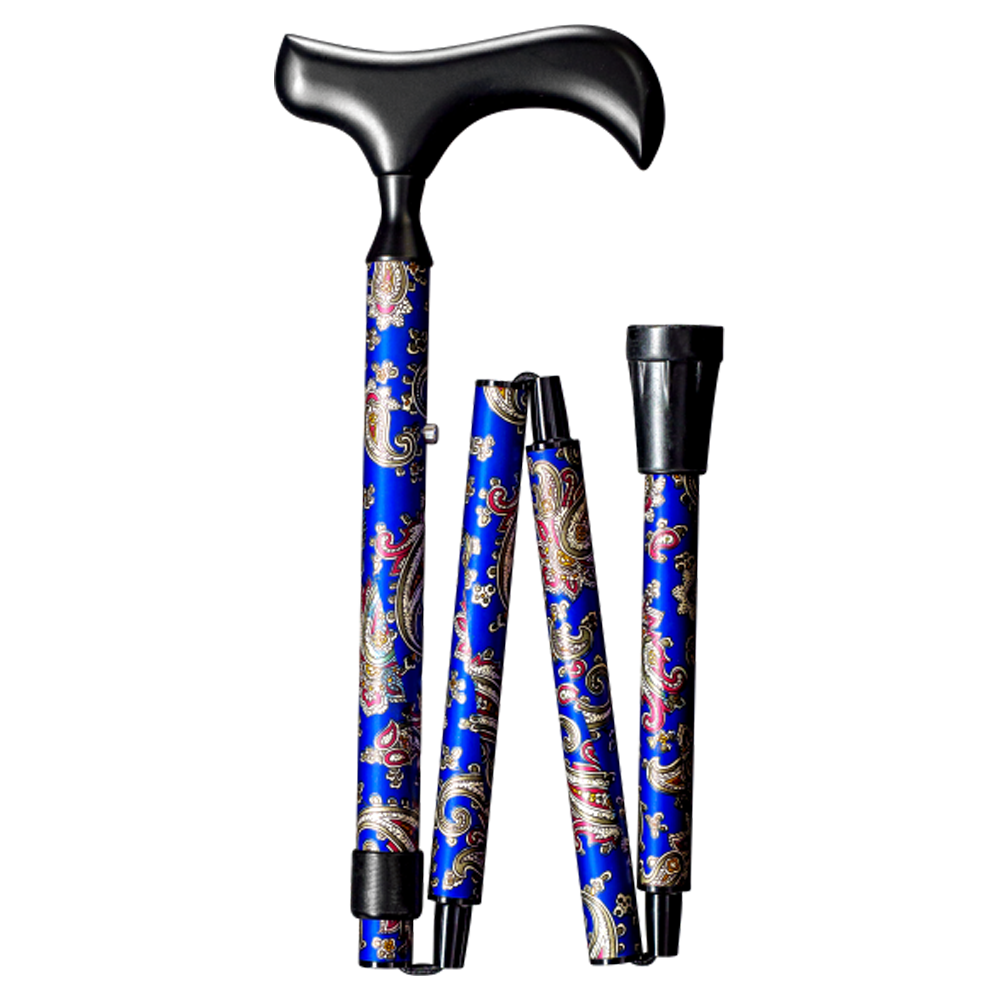 Gastrock Faltbarer Gehstock Deluxe-schlank-faltstock Neck Paisley Blau