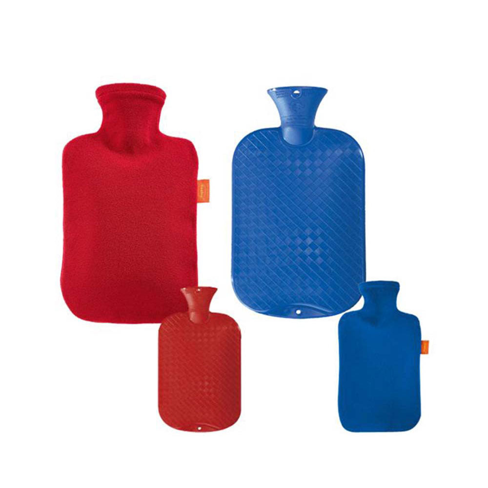 Wärmflasche aus Kunststoff mit Bezug, 2 Liter