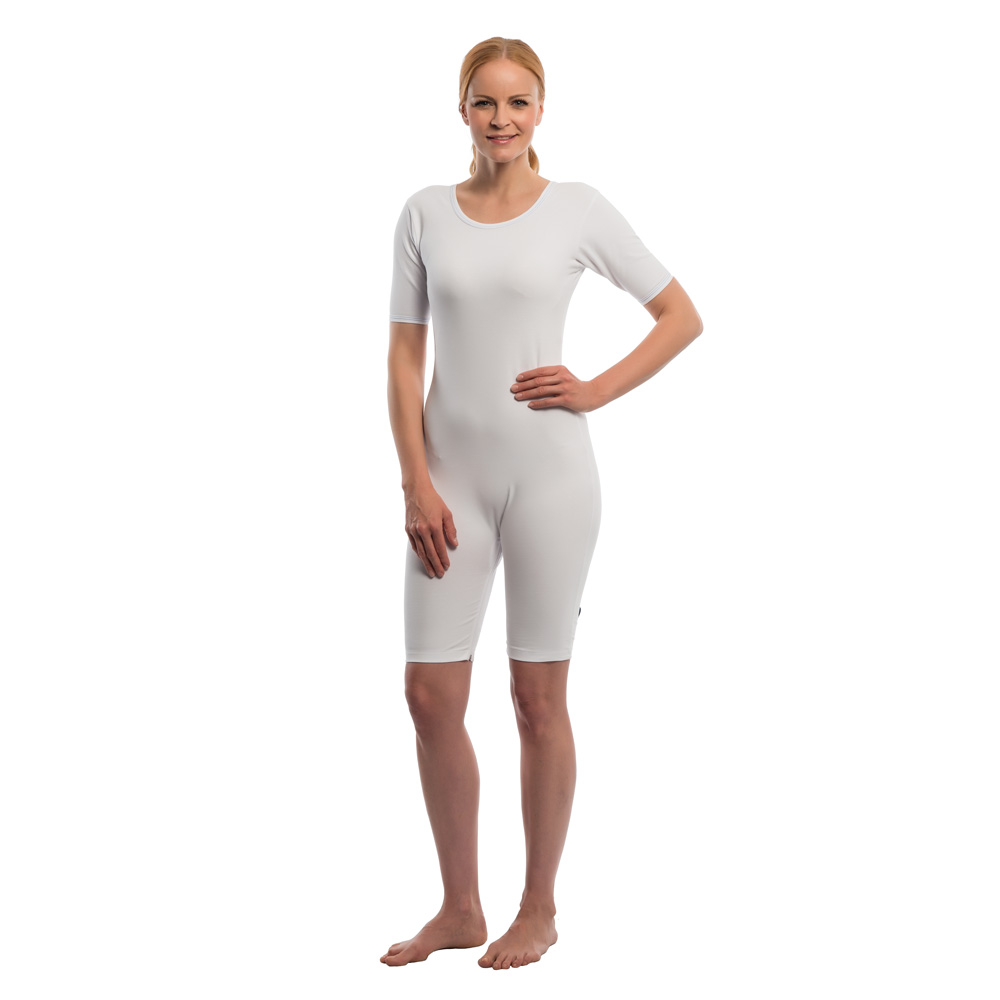 Suprima Pflegebody Kurzarm Bein-Reißverschluss weiß