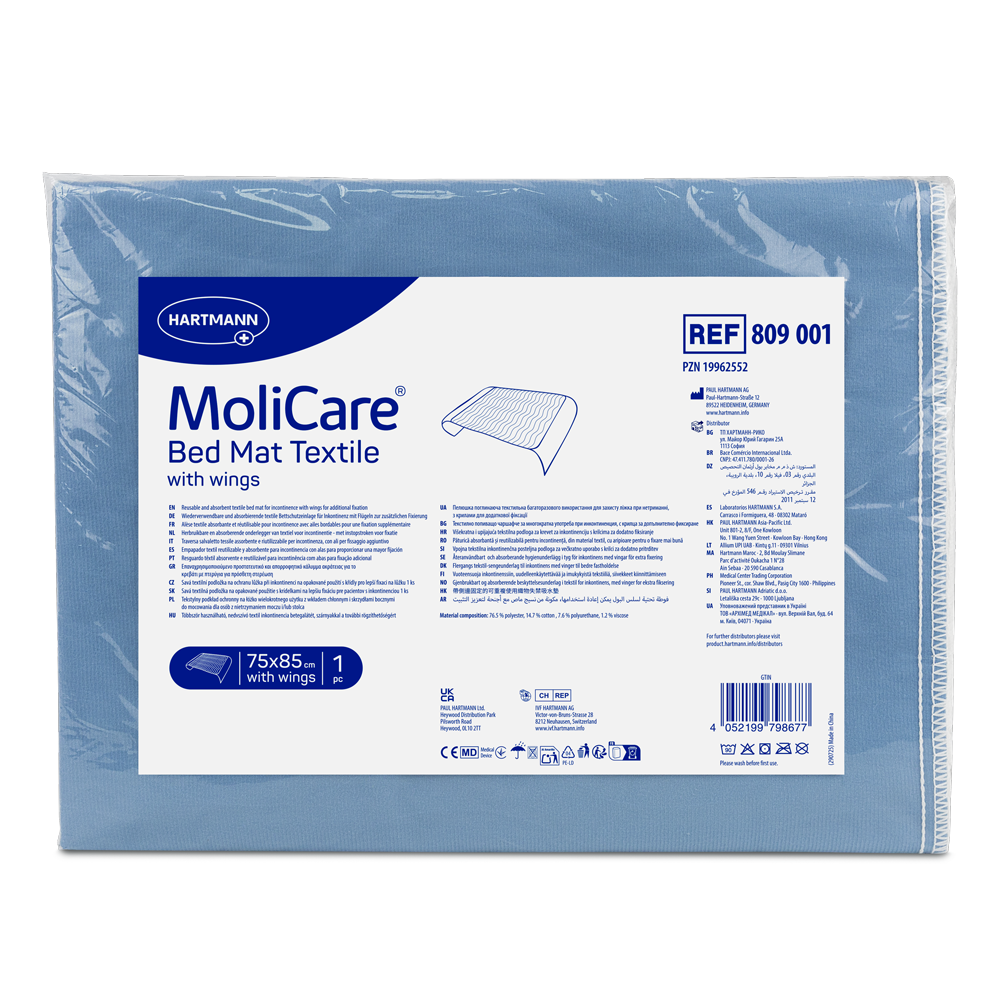 Hartmann MoliCare® Bed Mat Textile Bettschutzeinlage mit Flügeln 75x85 cm