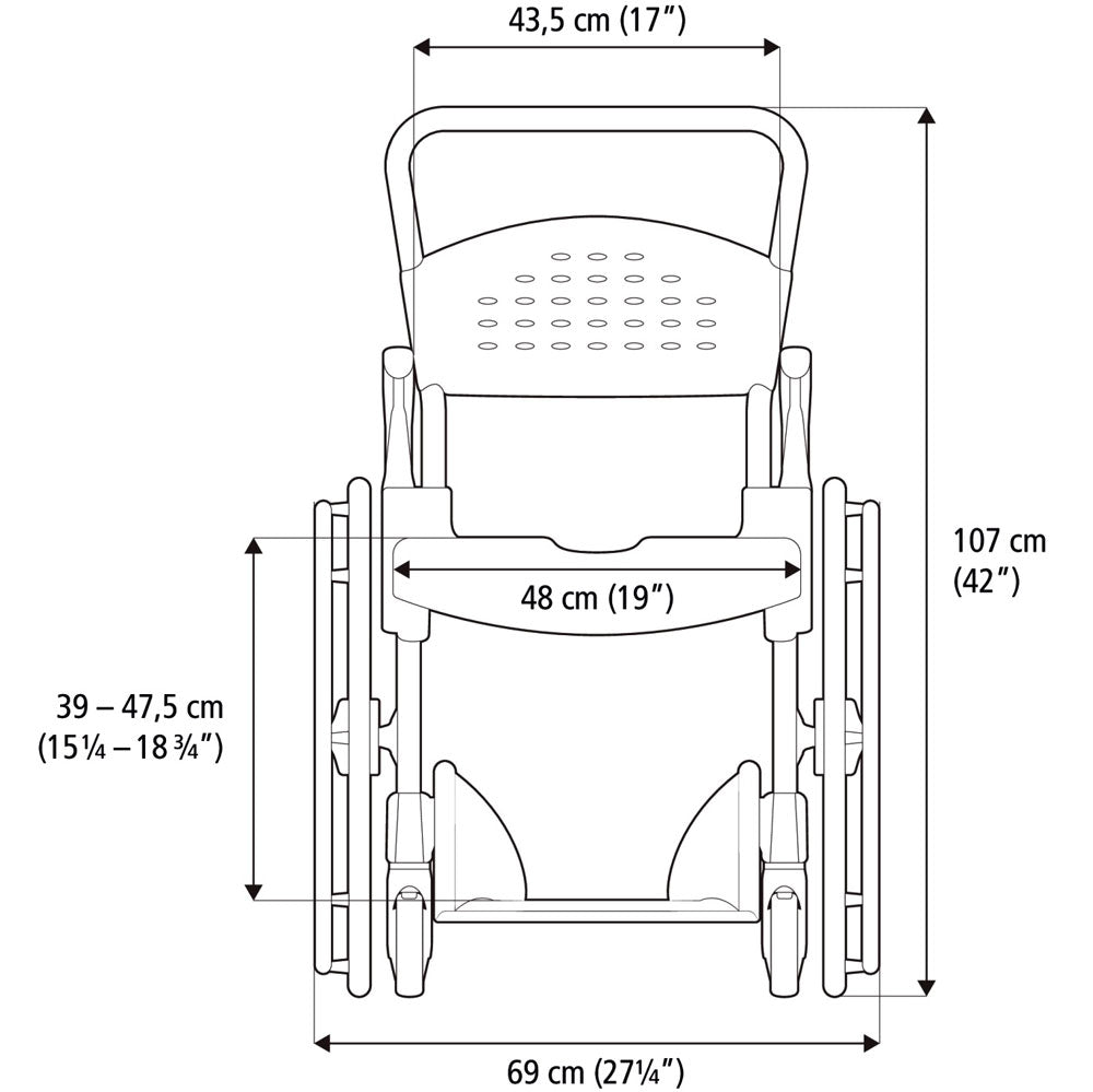 Etac CLEAN Dusch- und Toilettenrollstuhl 24" Räder